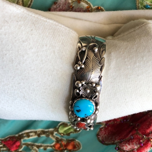 Vintage Jewelry Navajo Rose Castillo Sterling Turquoise Bracelet